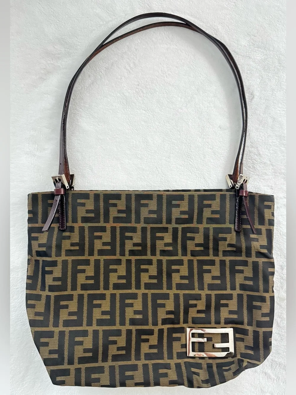 Fendi Zucca Canvas Tote vintage bag, interior serial # tag